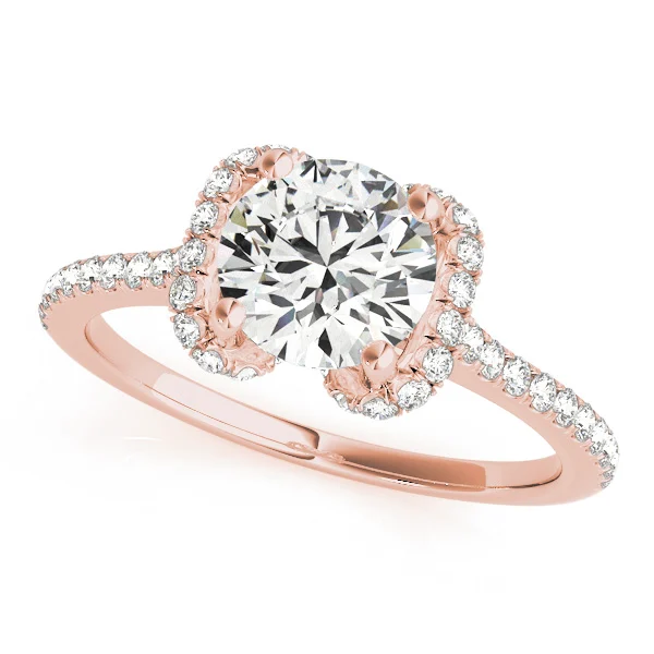 Single Row Halo Round Engagement Ring - Image 9