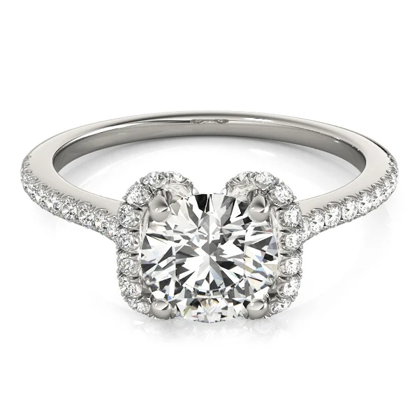 Single Row Halo Round Engagement Ring - Image 3