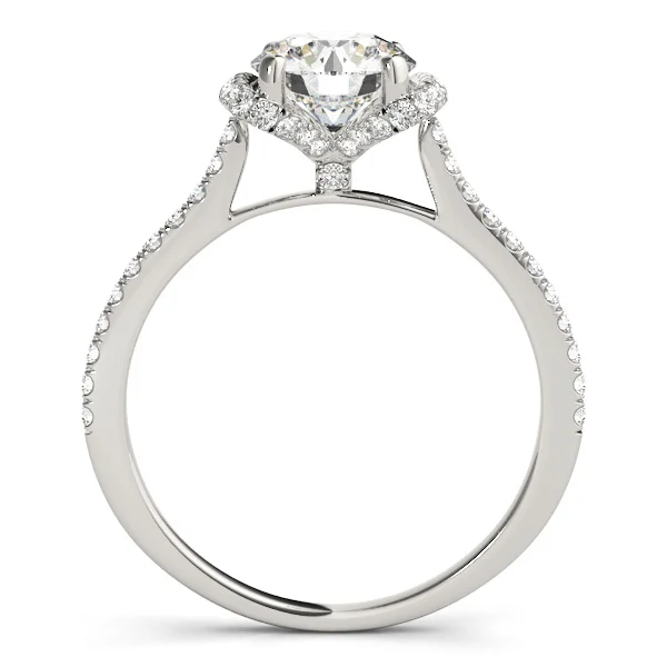 Single Row Halo Round Engagement Ring - Image 2