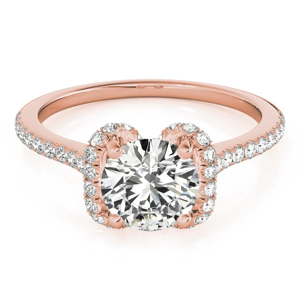Single Row Halo Round Engagement Ring - Image 12