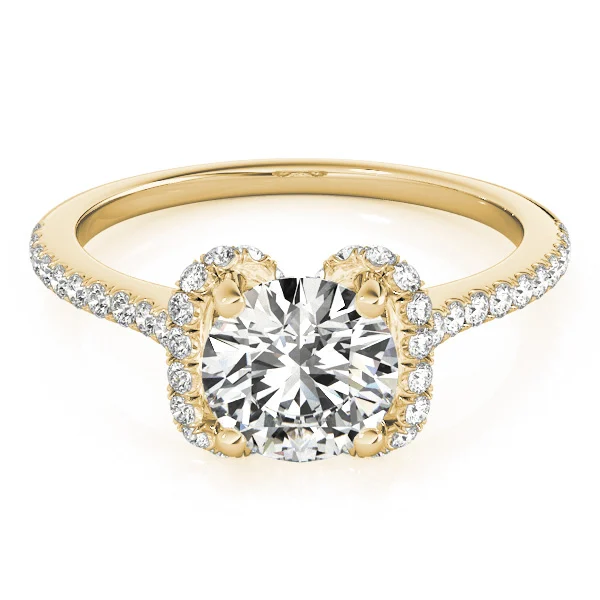 Single Row Halo Round Engagement Ring - Image 8