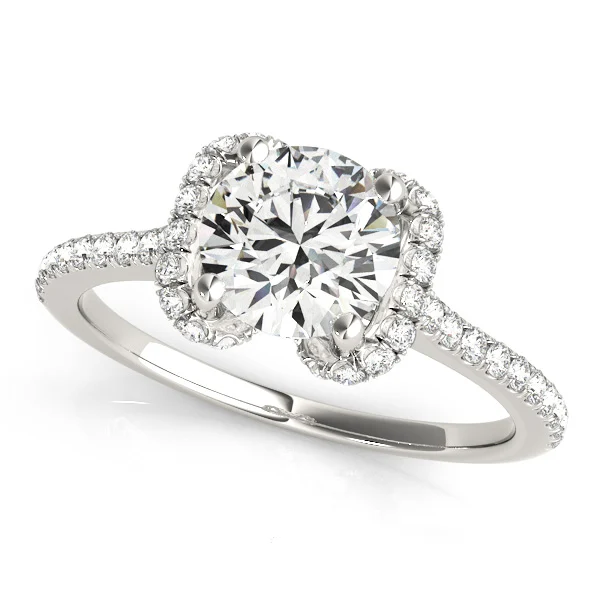 Single Row Halo Round Engagement Ring