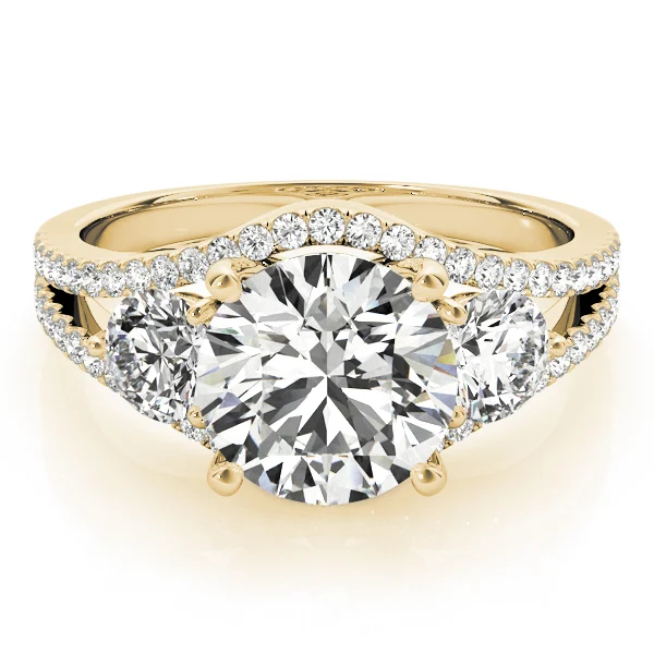 3-Stone Double Row Split Shank Engagement Ring - Image 7