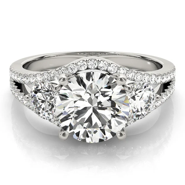 3-Stone Double Row Split Shank Engagement Ring - Image 3