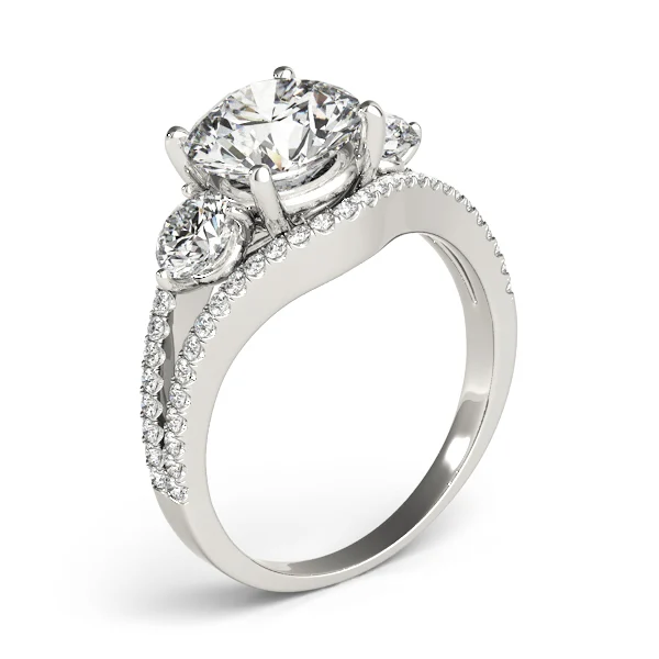 3-Stone Double Row Split Shank Engagement Ring - Image 4