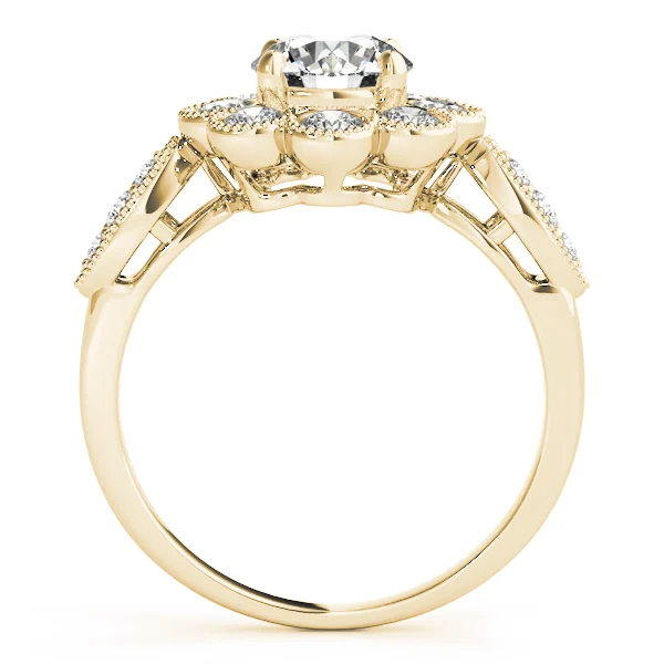 Bezel Set Round Halo Milgrain Engagement Ring - Image 6