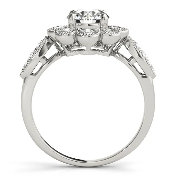 Bezel Set Round Halo Milgrain Engagement Ring - Image 2