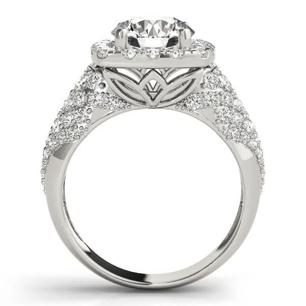 Multirow Pavé Halo Engagement Rings - Image 2