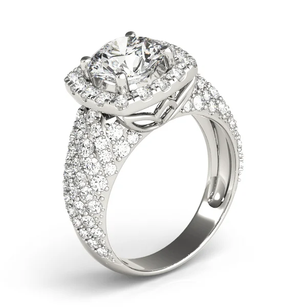 Multirow Pavé Halo Engagement Rings - Image 4