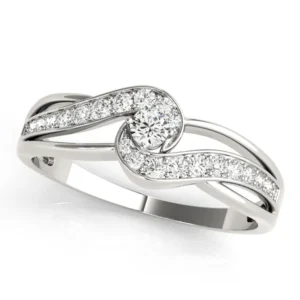 Bypass Swirl Round Cut Engagement Ring