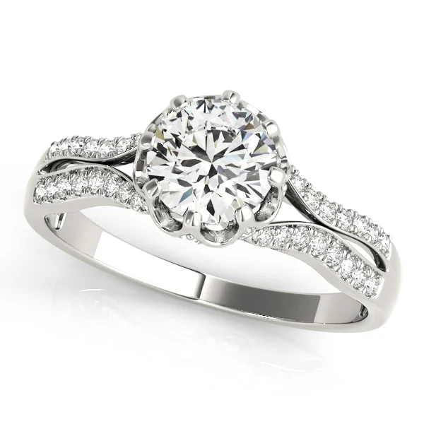 Round Hidden Halo Split Shank Engagement Ring