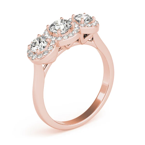 3-Stone Round Halo Engagement Ring - Image 12