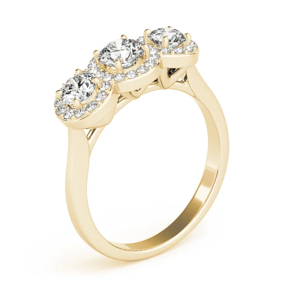 3-Stone Round Halo Engagement Ring - Image 8