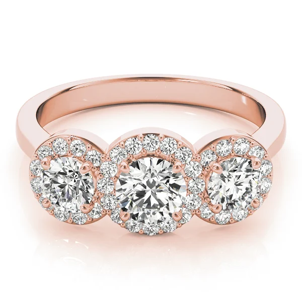 3-Stone Round Halo Engagement Ring - Image 11