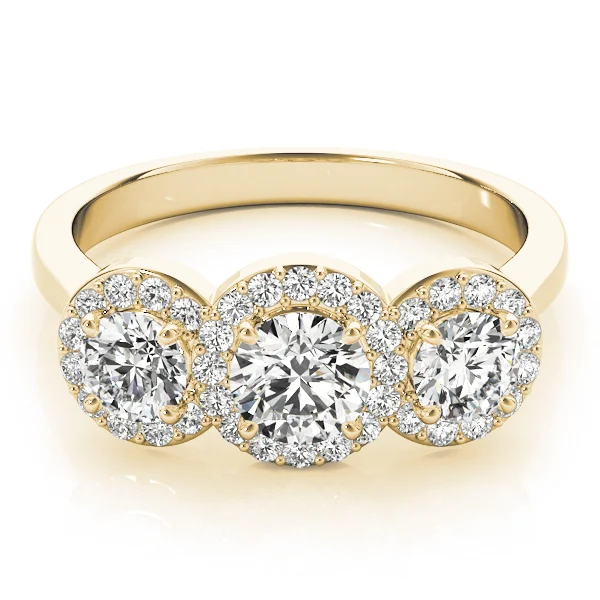 3-Stone Round Halo Engagement Ring - Image 7