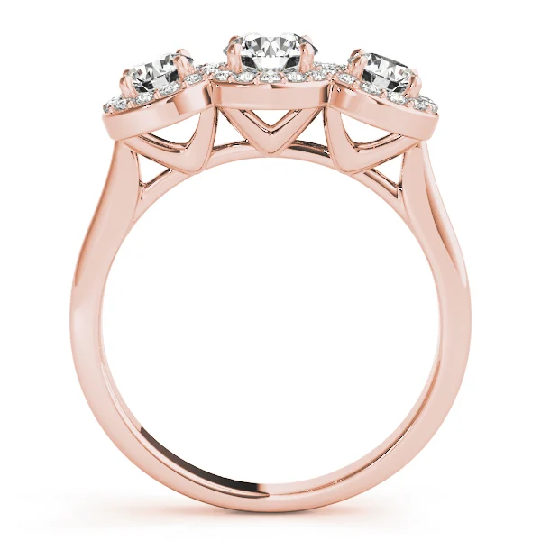 3-Stone Round Halo Engagement Ring - Image 10