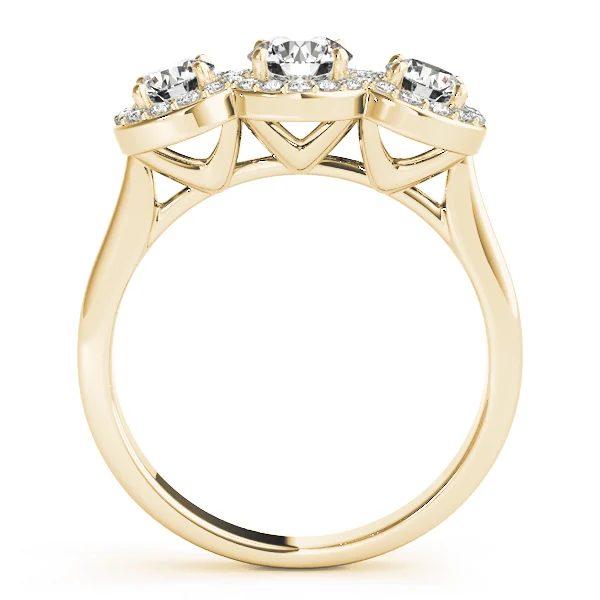 3-Stone Round Halo Engagement Ring - Image 6
