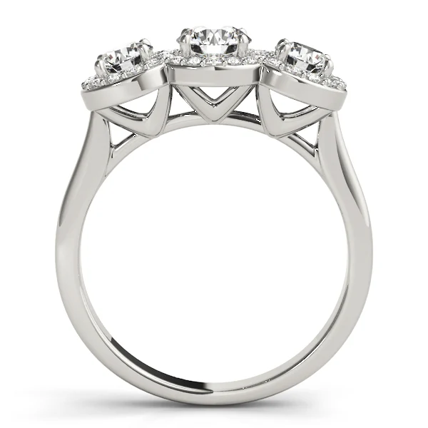 3-Stone Round Halo Engagement Ring - Image 2