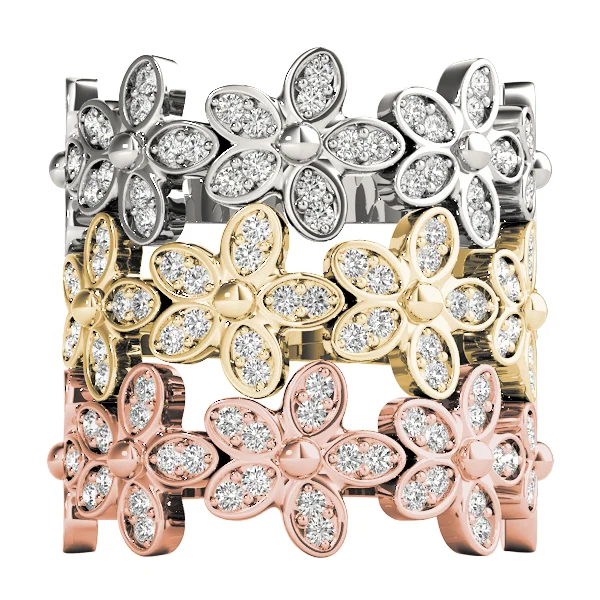 Nature Inspired Floral Shape Stackable Fashion Ring - Image 6