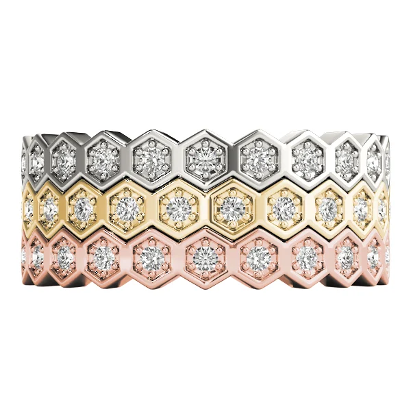 Hexagon Shaped Stackable Wedding Bands - Image 4