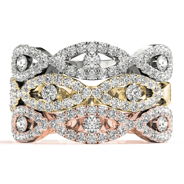 Double Row Infinity Prong Set Wedding Bands - Image 4