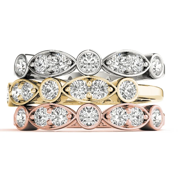 Bezel Set Marquise Wedding Bands - Image 5