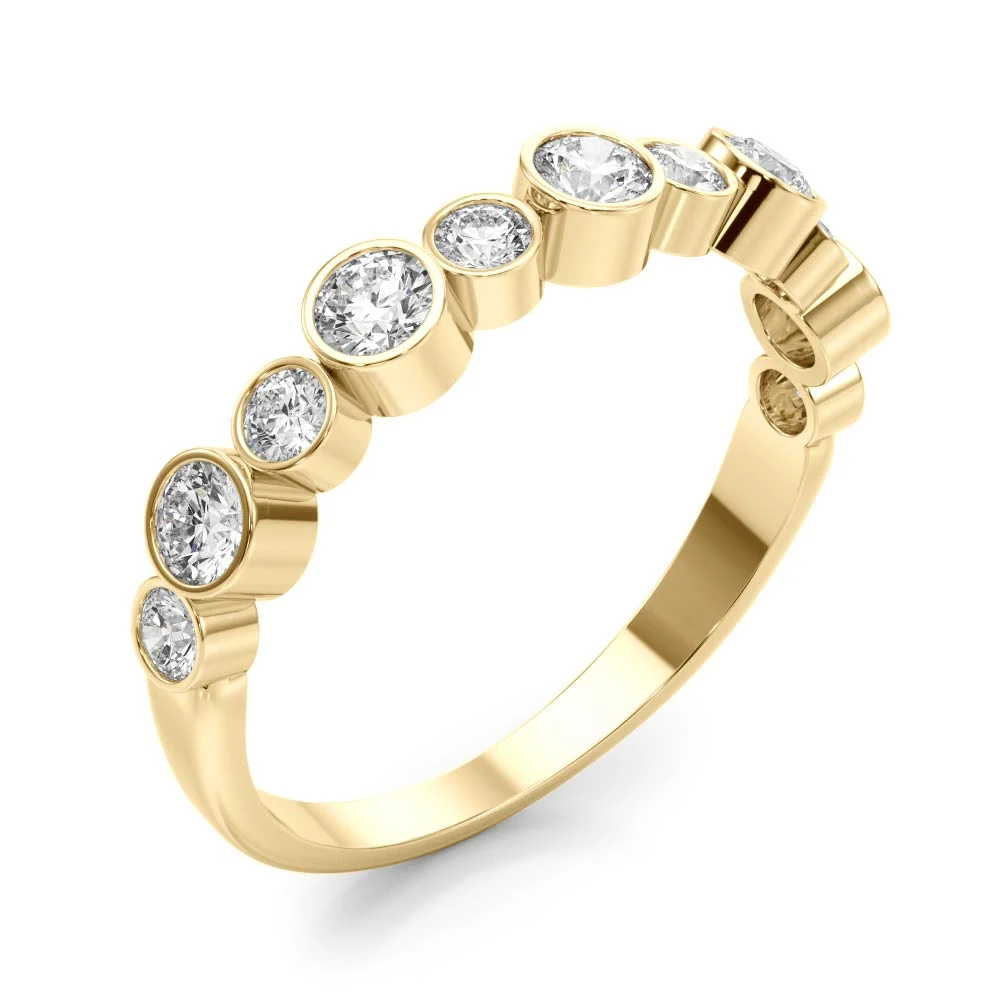 Bezel Set Diamond Wedding Band - Image 9
