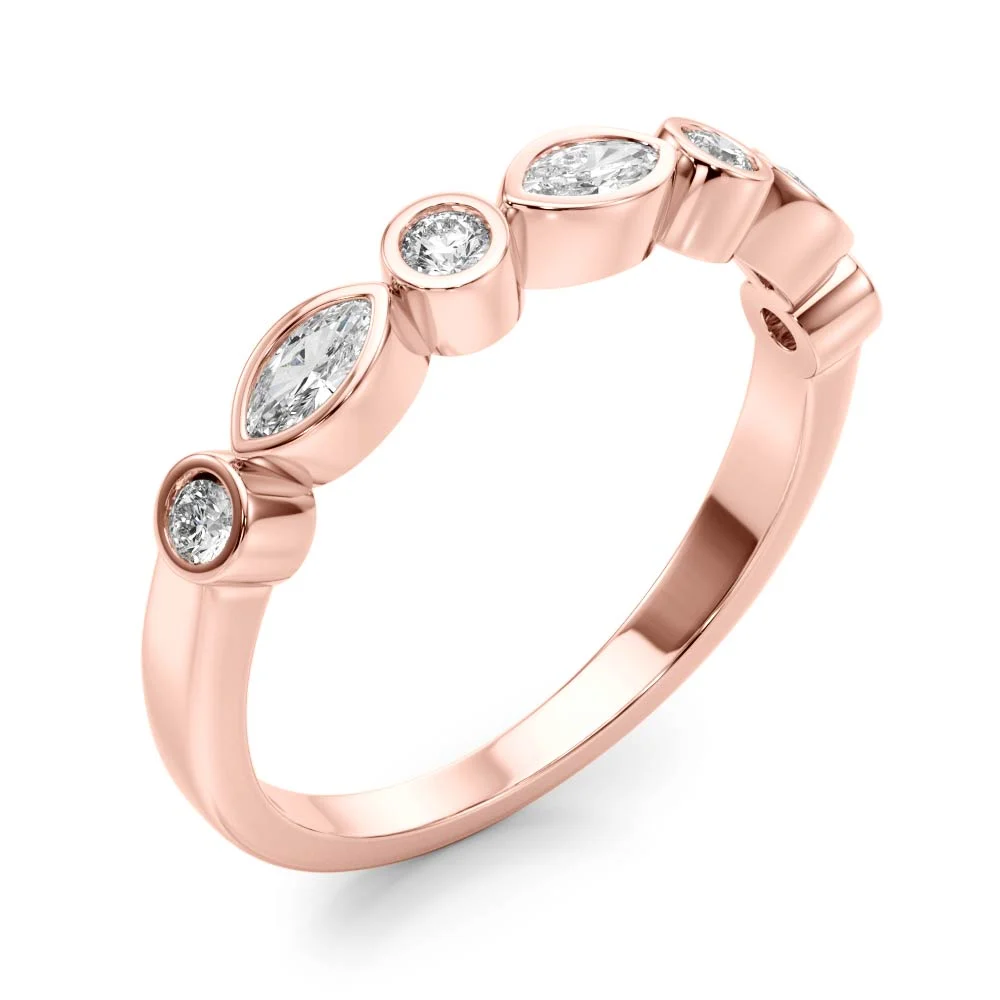 Alternating Round & Marquise Bezel Set Band - Image 13