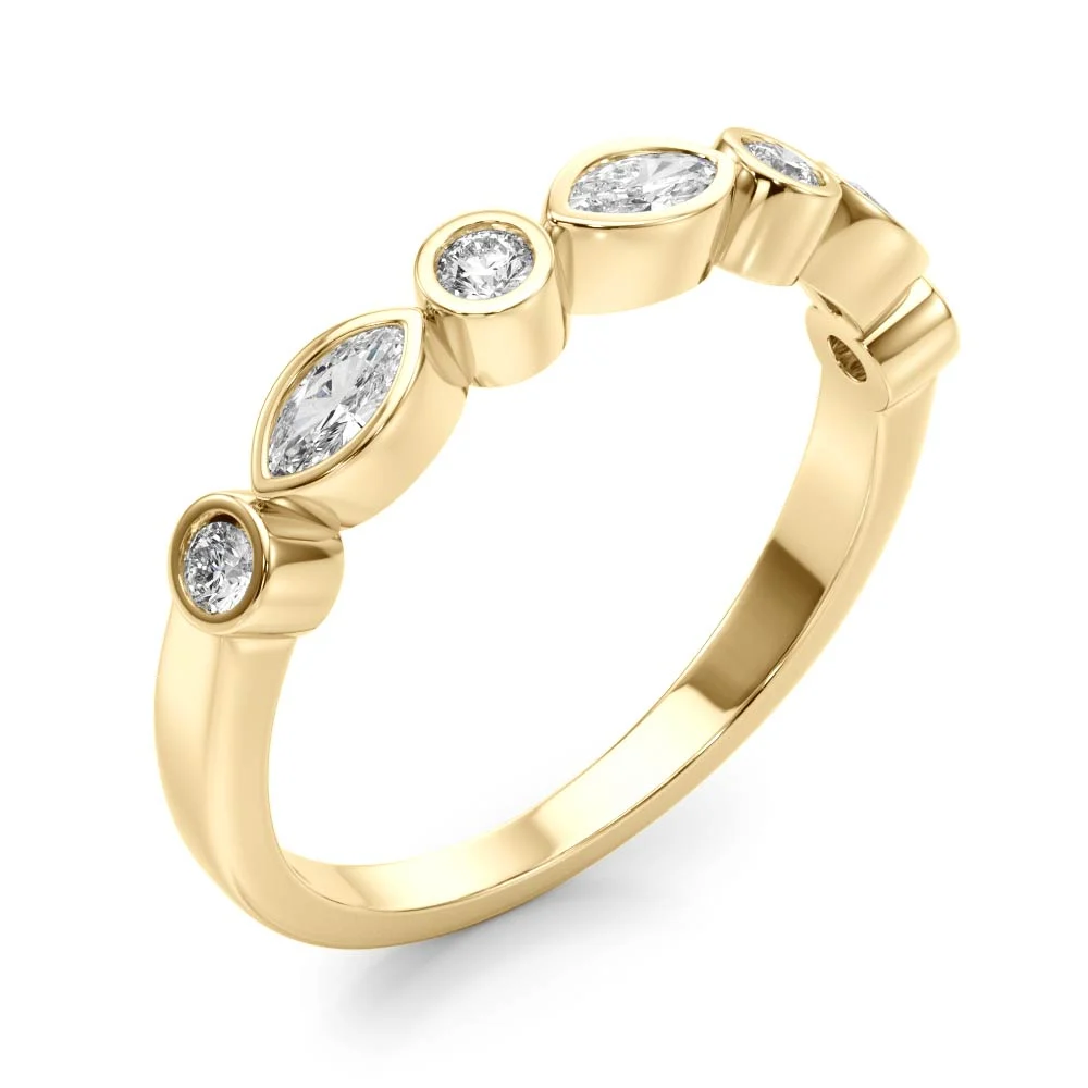 Alternating Round & Marquise Bezel Set Band - Image 12