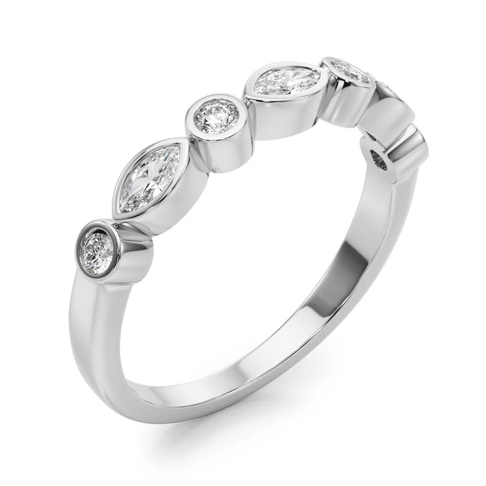Alternating Round & Marquise Bezel Set Band - Image 4