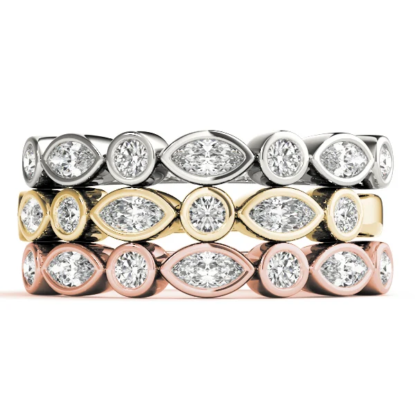 Alternating Round & Marquise Bezel Set Band - Image 5