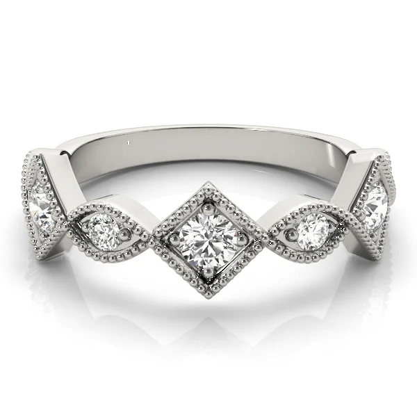 Vintage Alternating Marquise & Square Milgrain Fashion Ring - Image 3