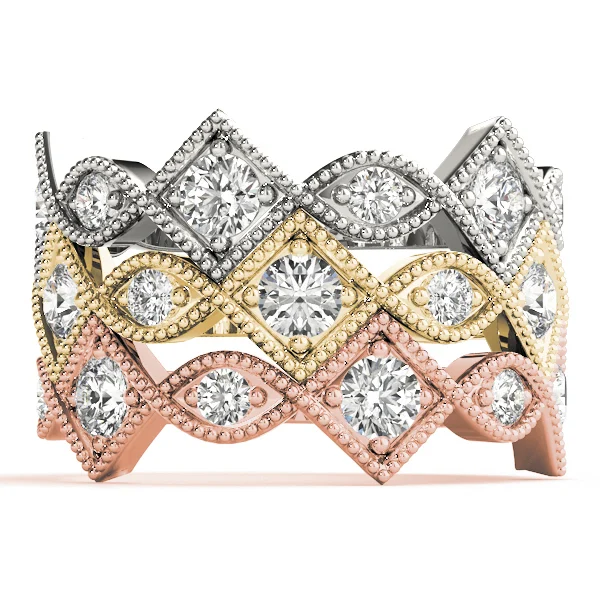 Vintage Alternating Marquise & Square Milgrain Fashion Ring - Image 4