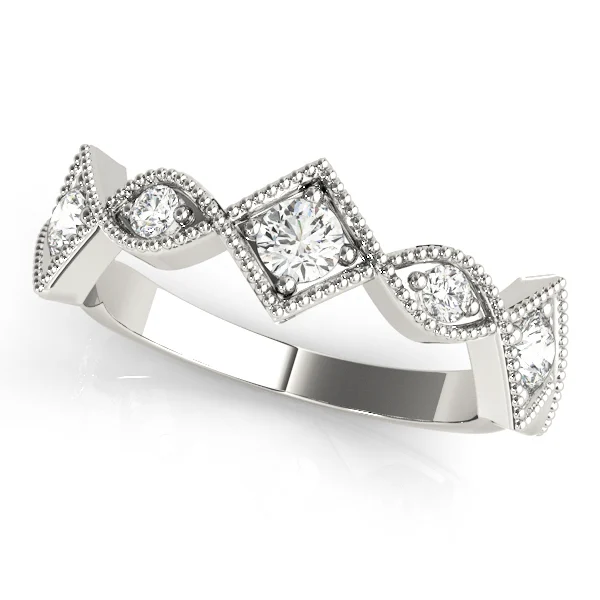 Vintage Alternating Marquise & Square Milgrain Fashion Ring