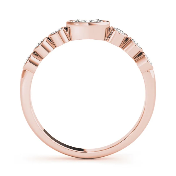 Bezel Set Stackable Oval Center Wedding Band - Image 9