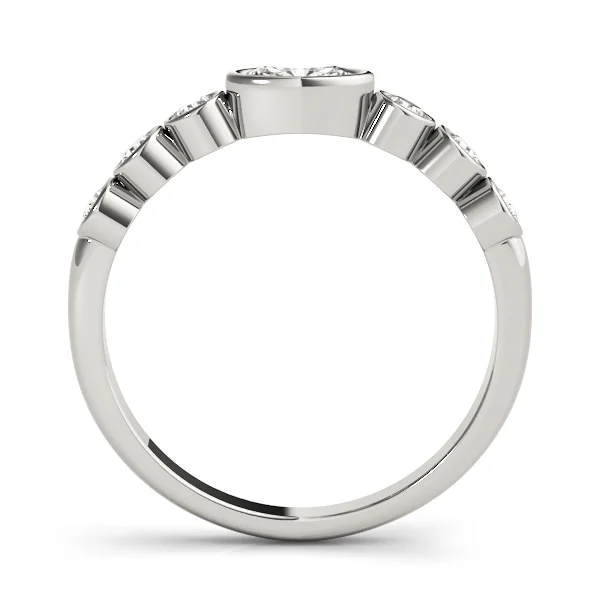 Bezel Set Stackable Oval Center Wedding Band - Image 2