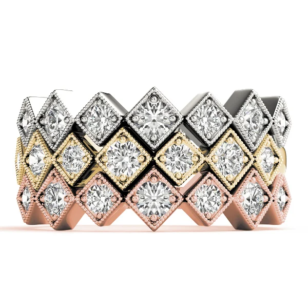 Square Shaped Milgrain Stackable Ring - Image 4
