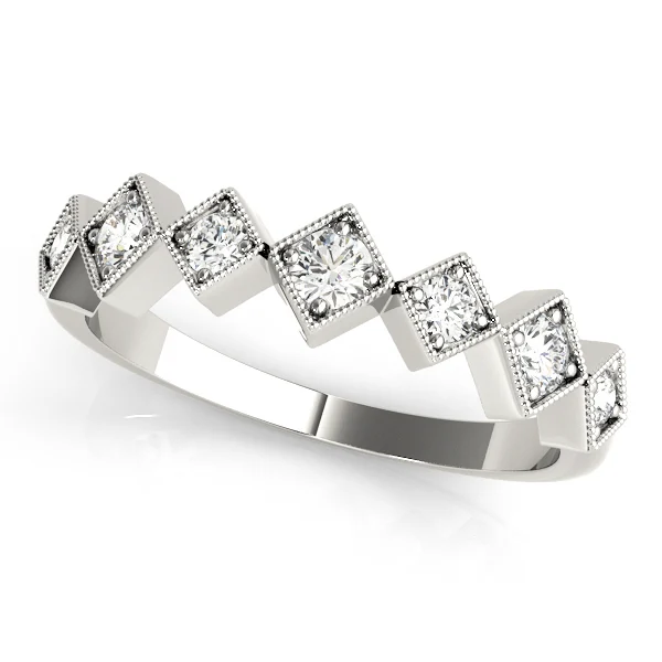 Square Shaped Milgrain Stackable Ring