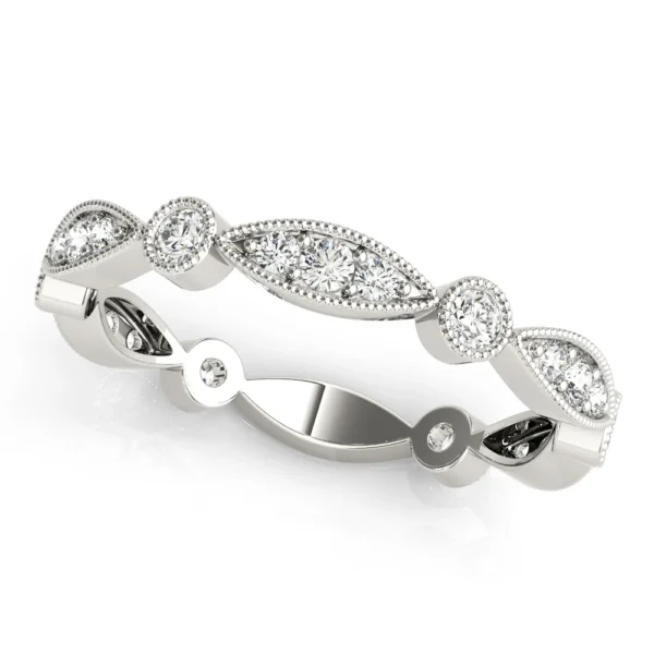 Bezel Set Stackable Milgrain Wedding Band