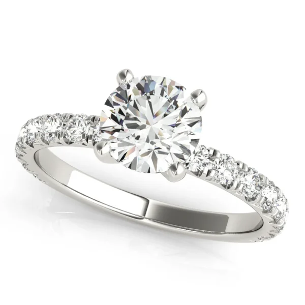 French Cut Round Engagement Ring