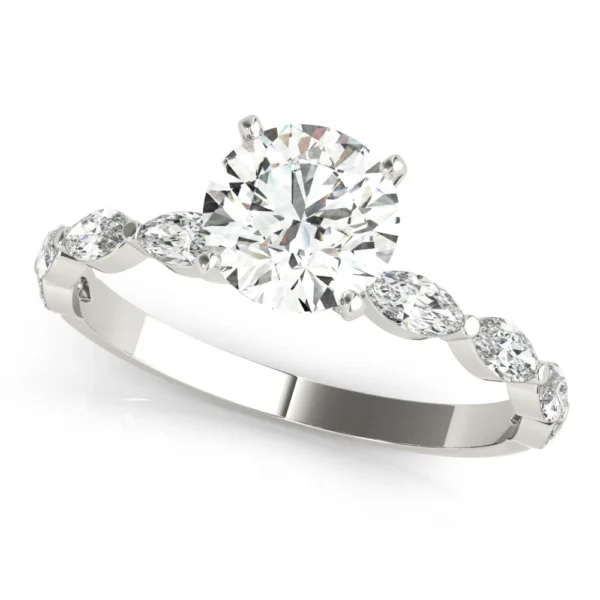 Single Shared Prong Marquise Side Engagement Ring