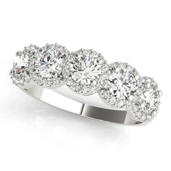 5-Stone Round Halo Wedding Bands
