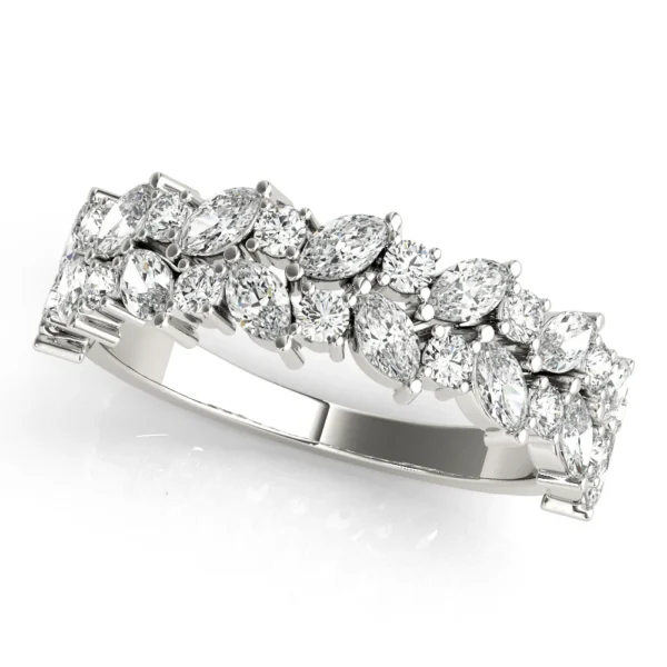 Alternating Marquise & Round 2-Row Band