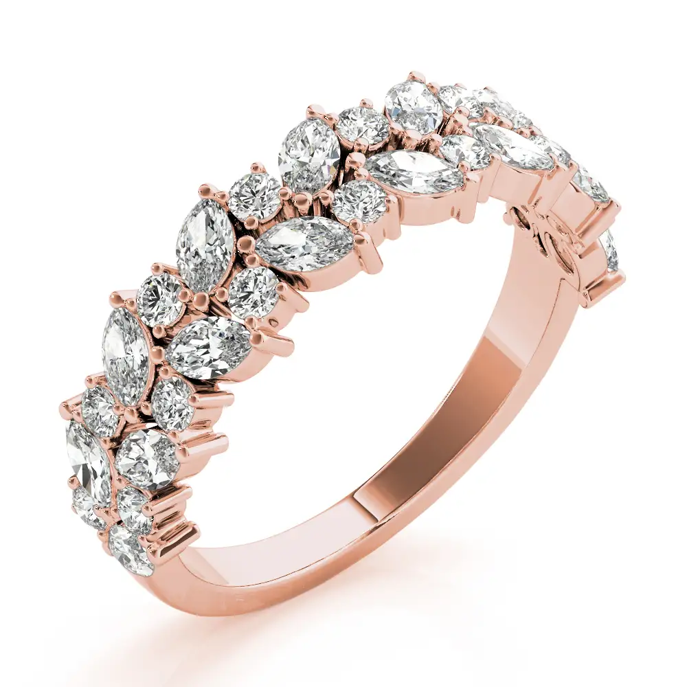 Alternating Marquise & Round 2-Row Band - Image 12