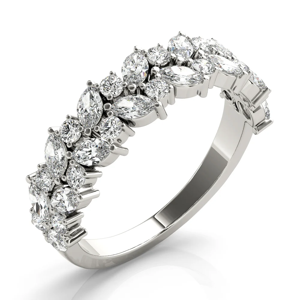 Alternating Marquise & Round 2-Row Band - Image 4