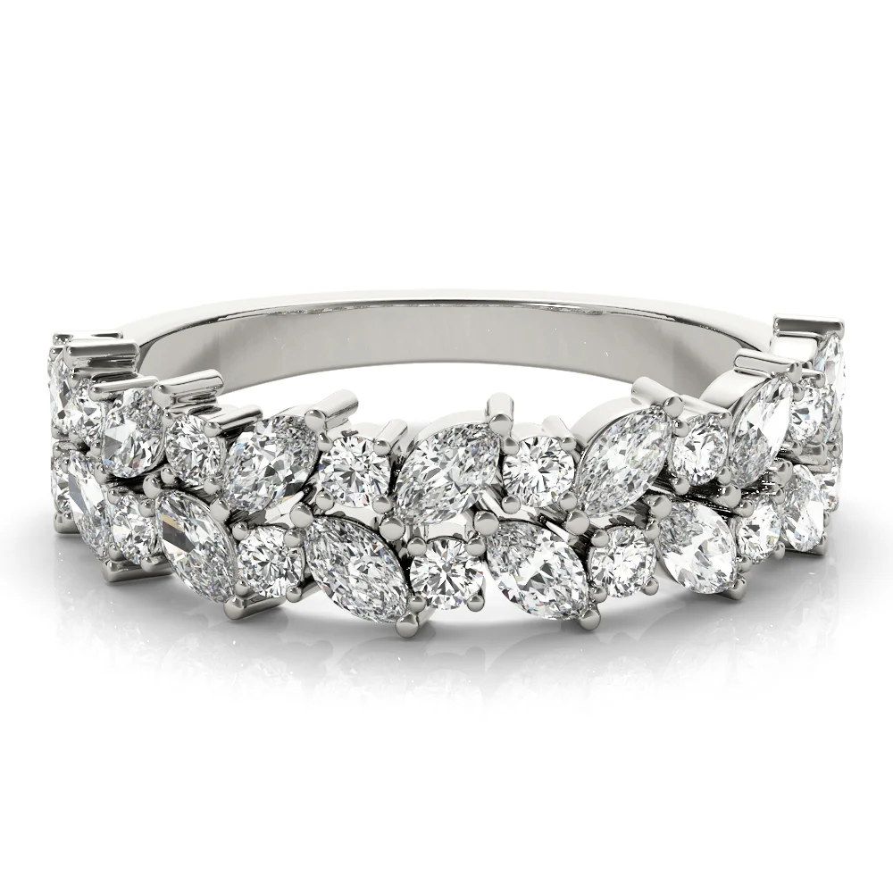 Alternating Marquise & Round 2-Row Band - Image 3