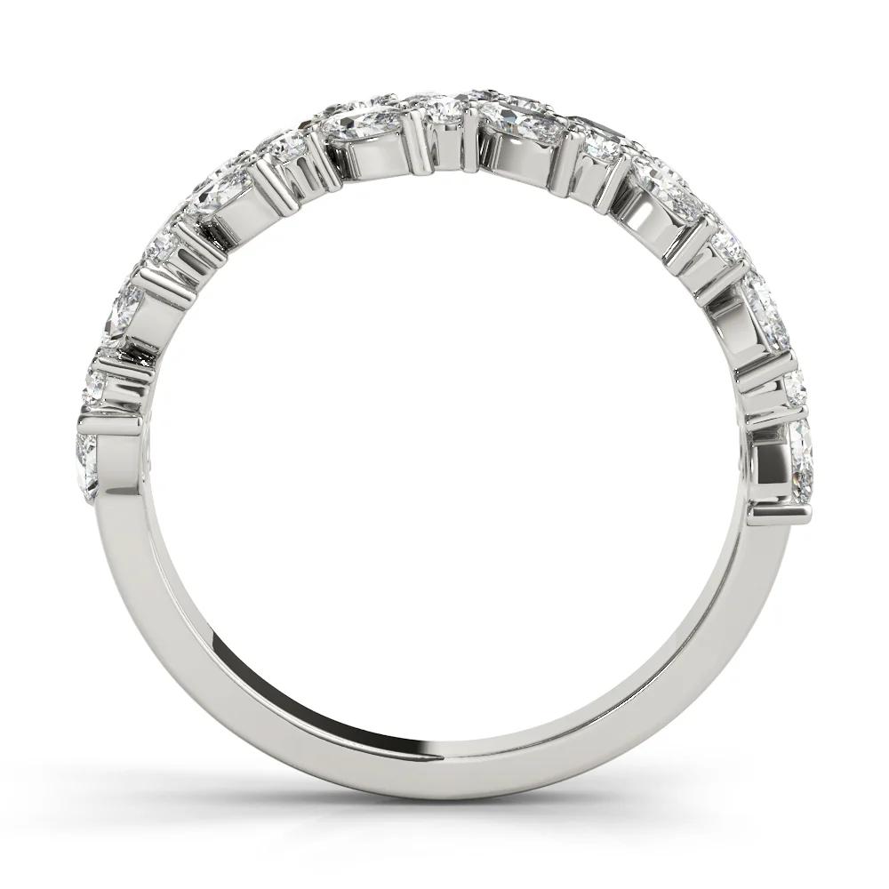Alternating Marquise & Round 2-Row Band - Image 2