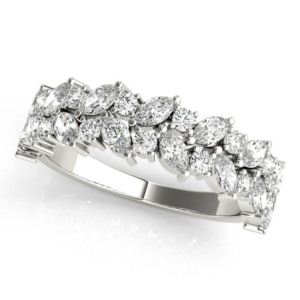 Alternating Marquise & Round 2-Row Band