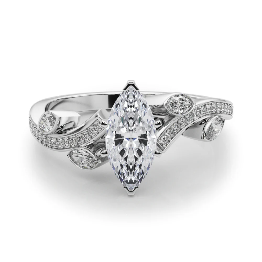 Marquise Accented Bypass Engagement Ring - Image 17