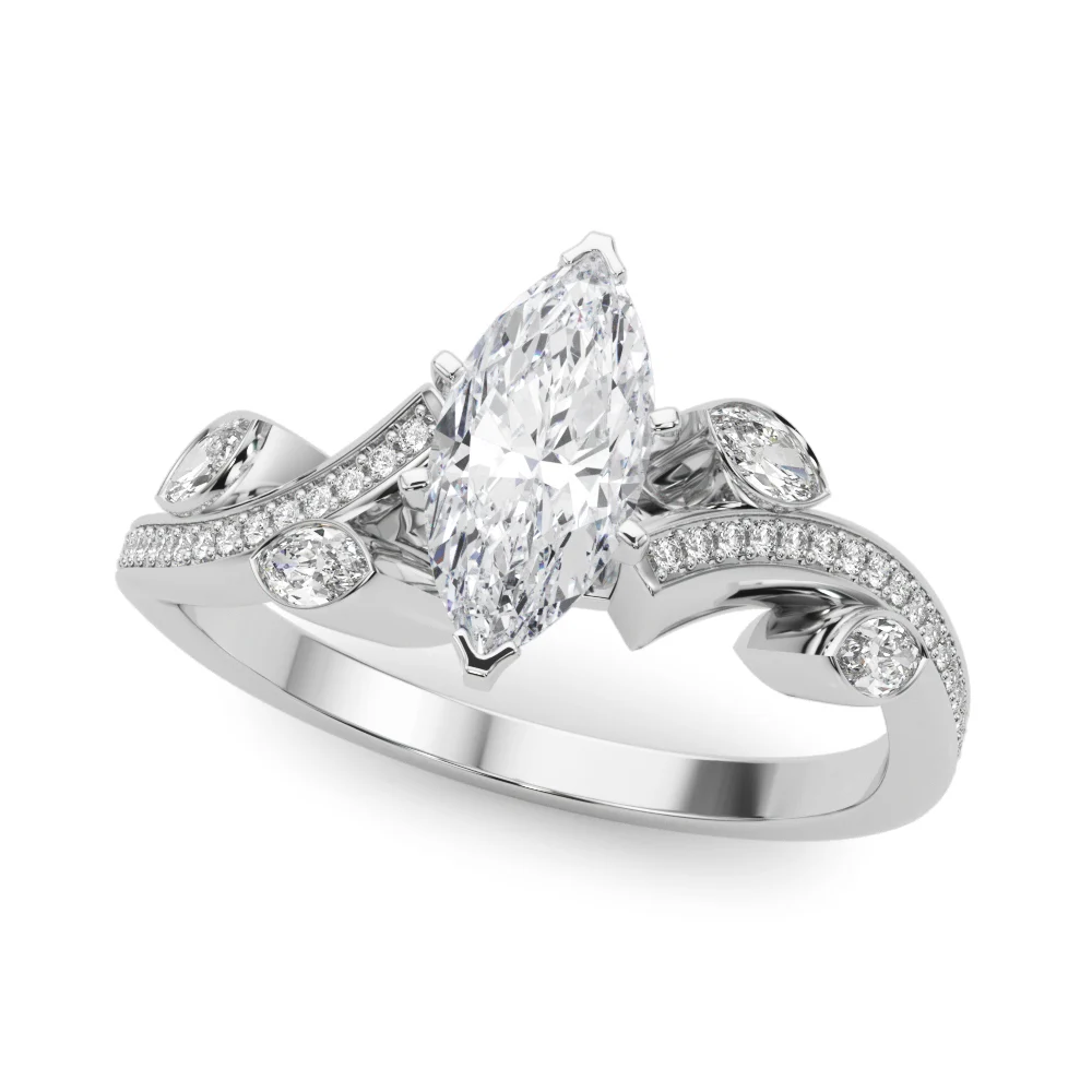 Marquise Accented Bypass Engagement Ring - Image 3